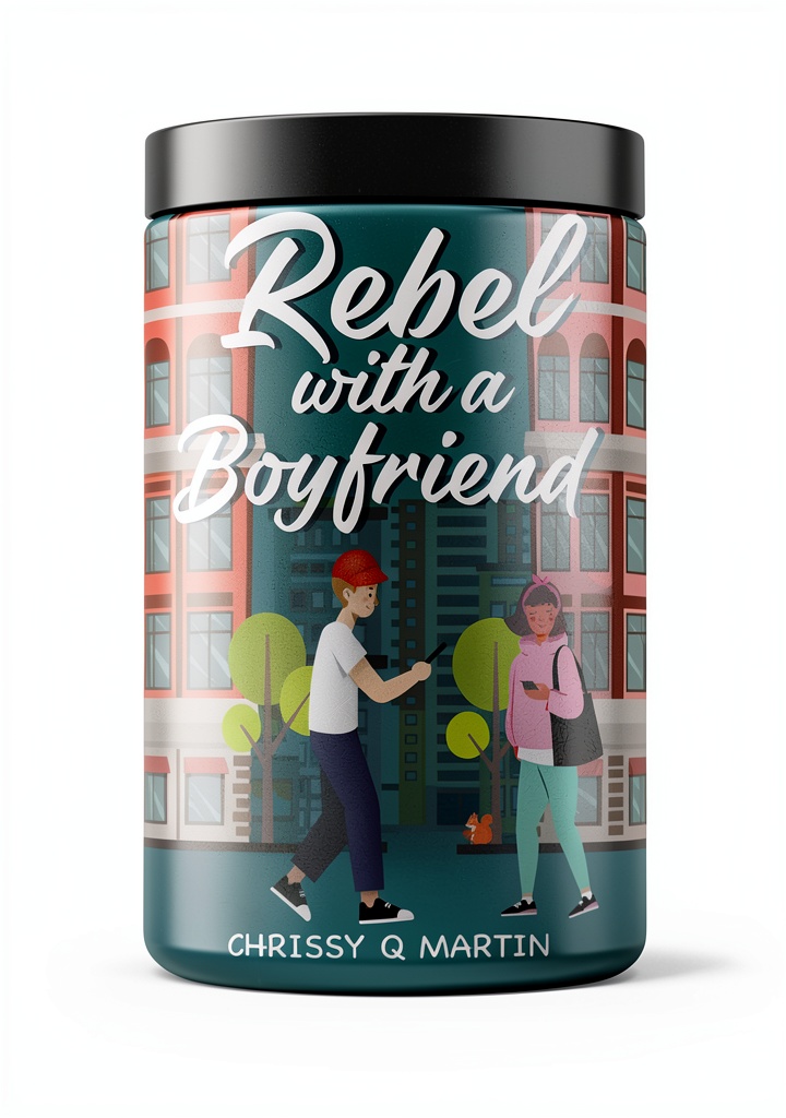 Teen romance novel cover showing youthful characters in a lighthearted scene