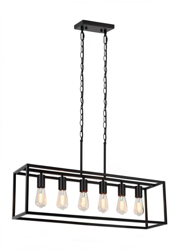 Boncoo 6 Light Farmhouse Chandelier Adjustable Height Modern-1