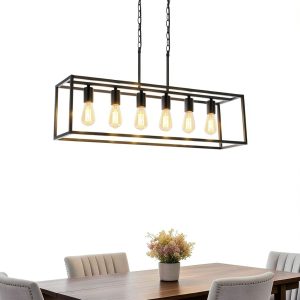 Boncoo 6 Light Farmhouse Chandelier Adjustable Height Modern-0
