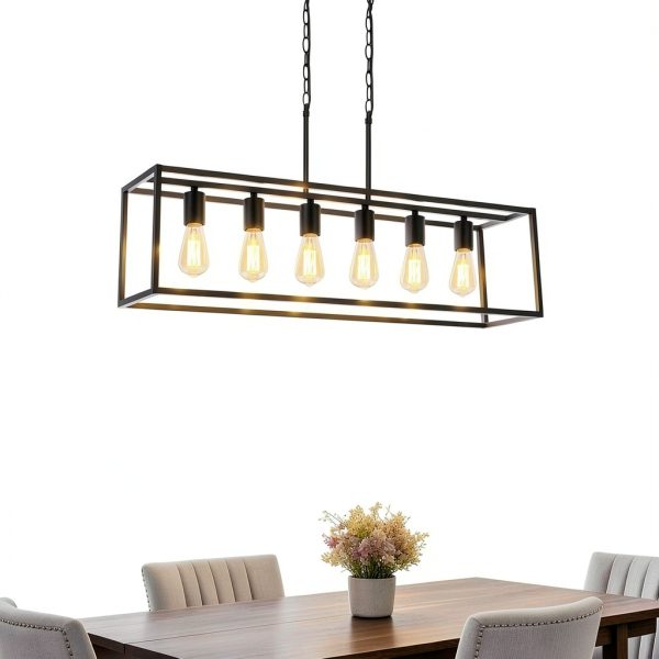 Boncoo 6 Light Farmhouse Chandelier Adjustable Height Modern-0