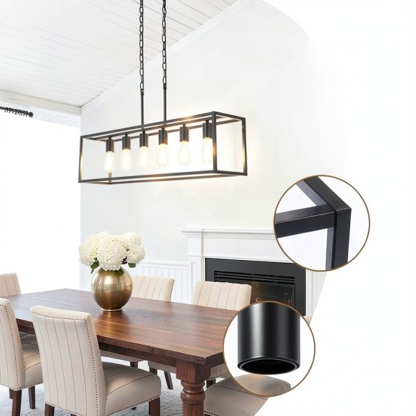 Boncoo 6 Light Farmhouse Chandelier Adjustable Height Modern-3