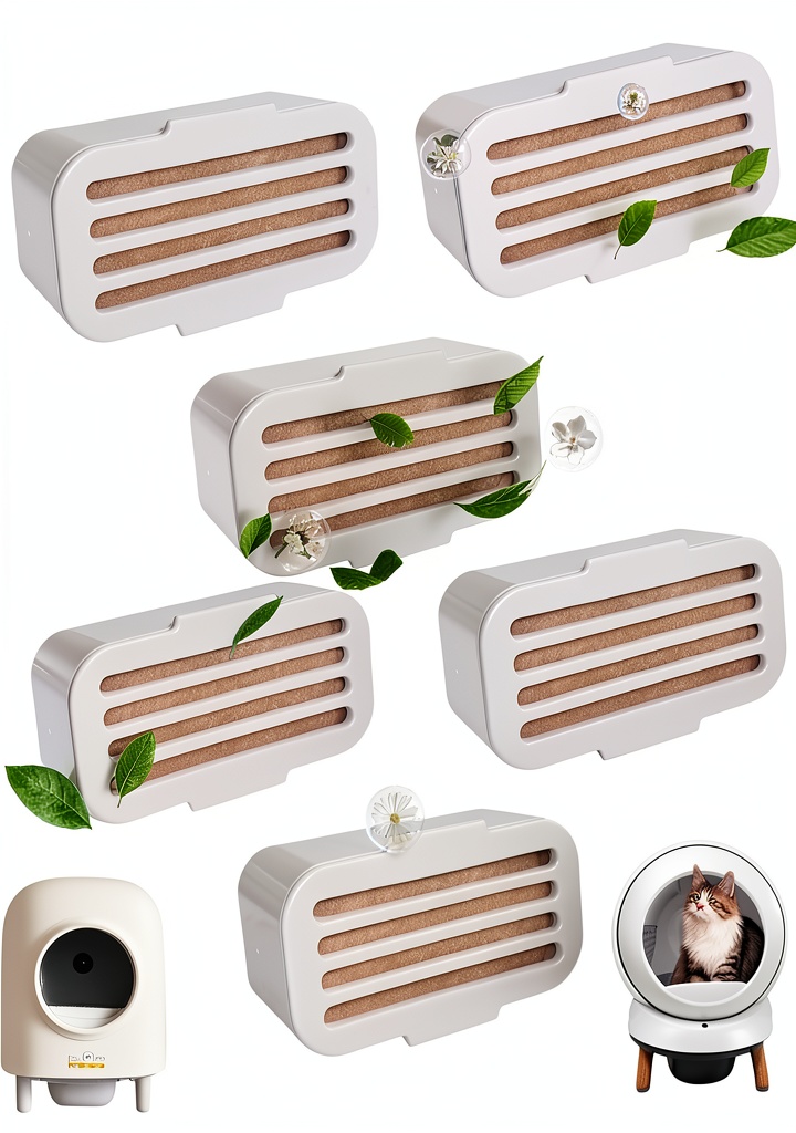 NEWKE cat litter deodorizer blocks placed in automatic litter box