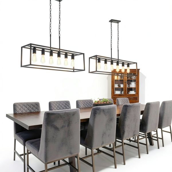 Boncoo 6 Light Farmhouse Chandelier Adjustable Height Modern-6