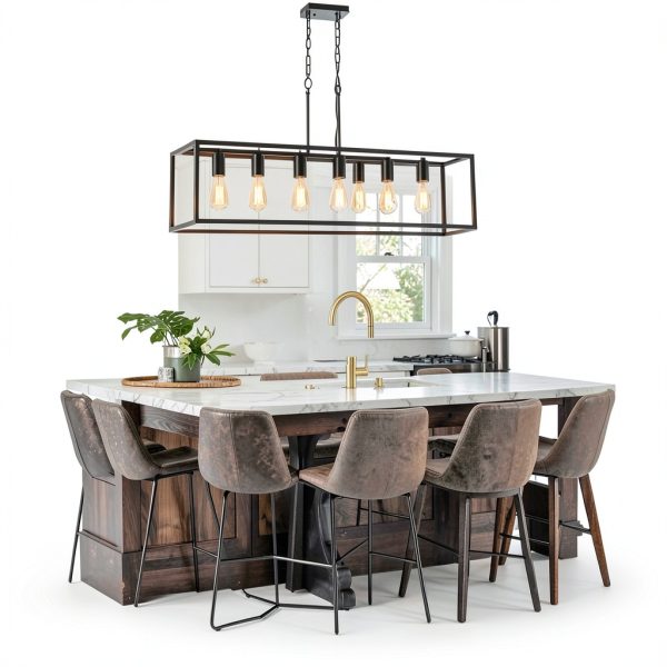 Boncoo 6 Light Farmhouse Chandelier Adjustable Height Modern-7