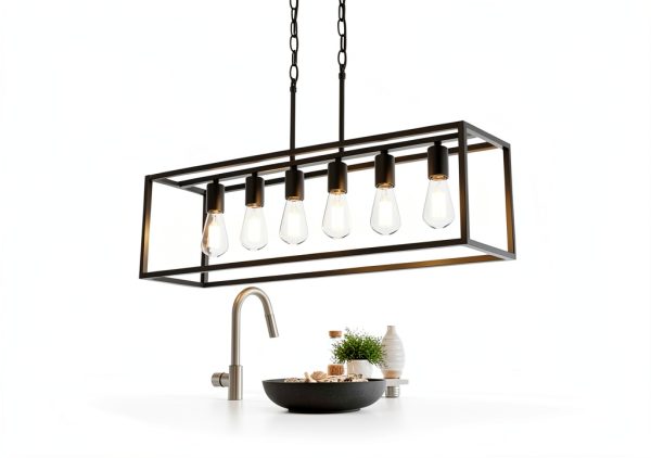 Boncoo 6 Light Farmhouse Chandelier Adjustable Height Modern-2