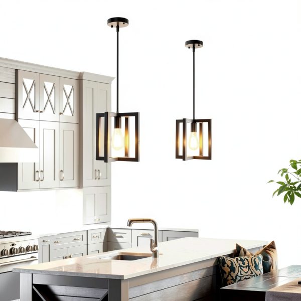 Mlihove Square Pendant Light Farmhouse Kitchen Island-1