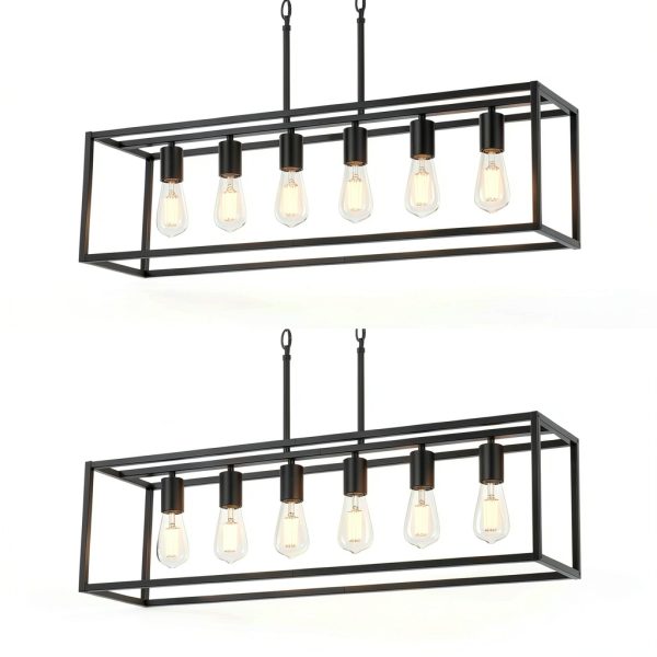 Boncoo 6 Light Farmhouse Chandelier Adjustable Height Modern-4