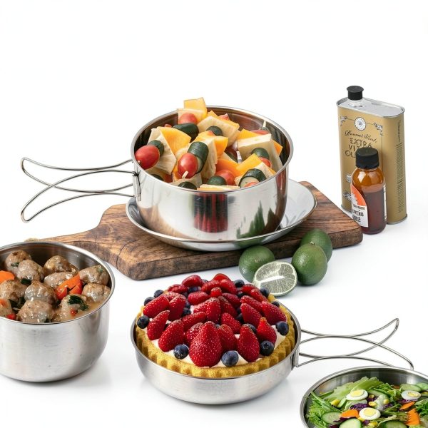 LYFJXX Stainless Steel Camping Cook Pot Set-4