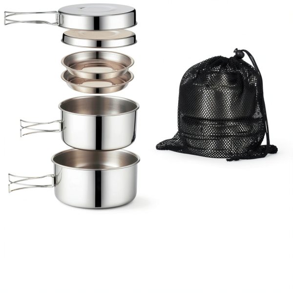 Camping Cookware Funnymoom 15pcs Stainless Steel-2