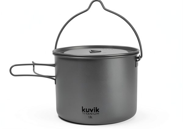 Kuvik Titanium Camping Pot 1600ml Lightweight Brushed Design-1