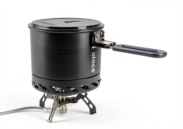 Alocs Camping Pot CW-S10-1 Grey 1.3L Aluminum Foldable Handle-2