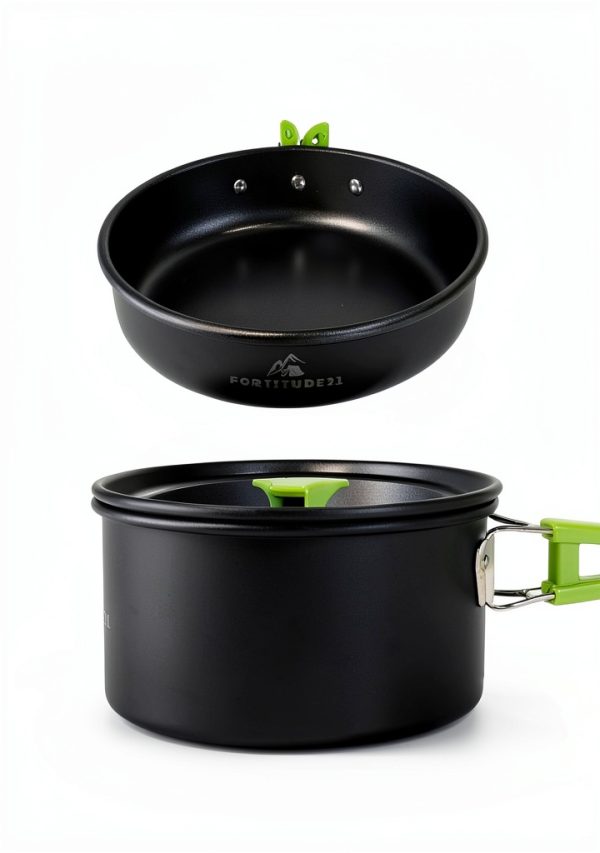 FORTITUDE21 Carbon 19‑Piece Camping Cookware Set Kettle Fry Pan-1