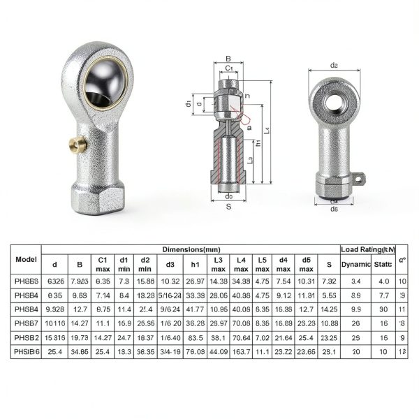 uxcell 1/4" Female Rod End Right Hand Thread Steel Ball Joint with-4