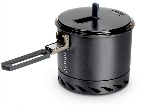 Alocs Camping Pot CW-S10-1 Grey 1.3L Aluminum Foldable Handle-0