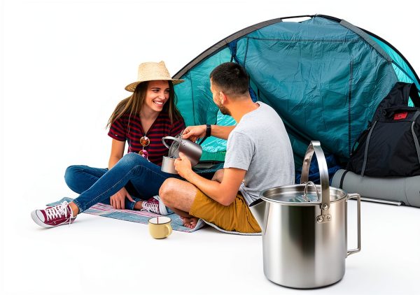 Zalaxt Stainless Steel Moka Pot Camping Coffee Maker Silver 1.2L-4