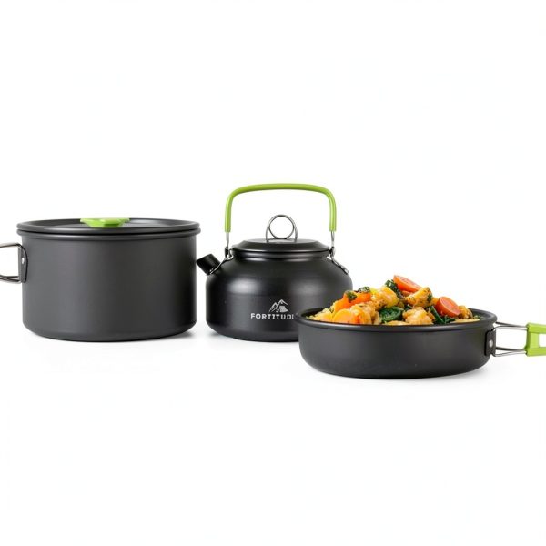 FORTITUDE21 Carbon 19‑Piece Camping Cookware Set Kettle Fry Pan-5