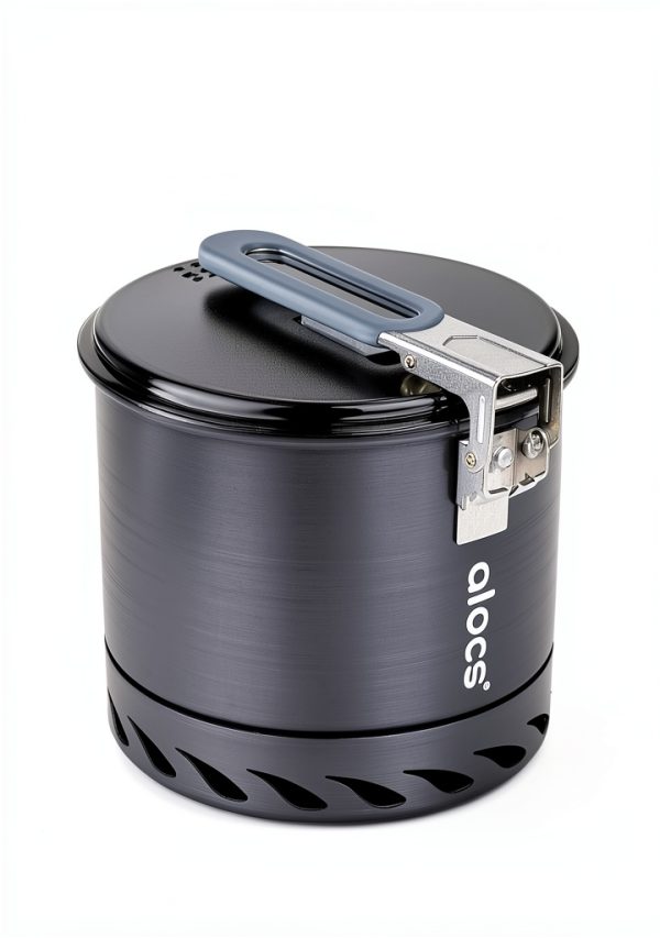 Alocs Camping Pot CW-S10-1 Grey 1.3L Aluminum Foldable Handle-4