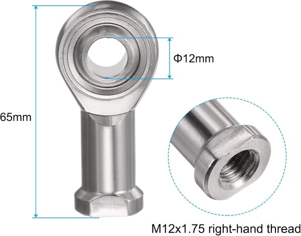 12mm Rod End Bearing uxcell M12x1.75 Female Right Hand Stainless Steel-1