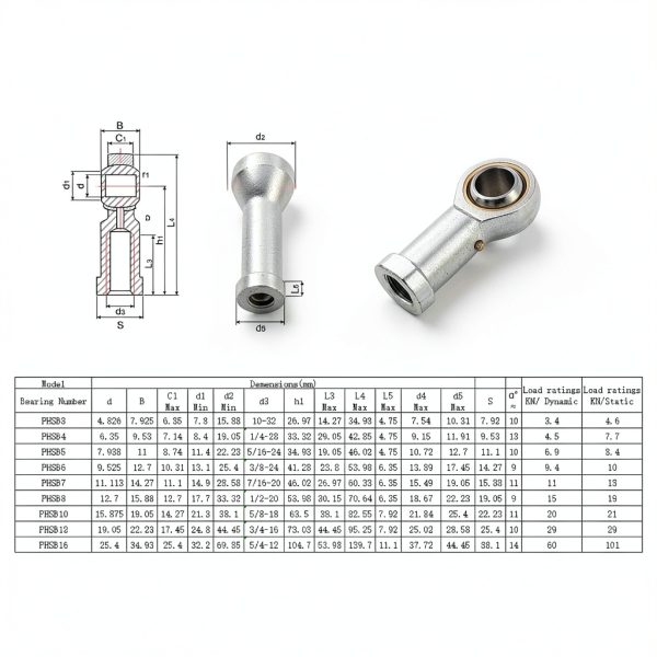 Rod End Bearing PHSB6 3/8" Right Hand Self-Lubricating Joint-4